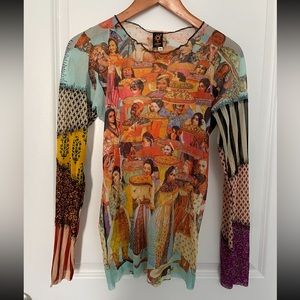 RARE Jean Paul Gautier Mesh Printed Sheer Top